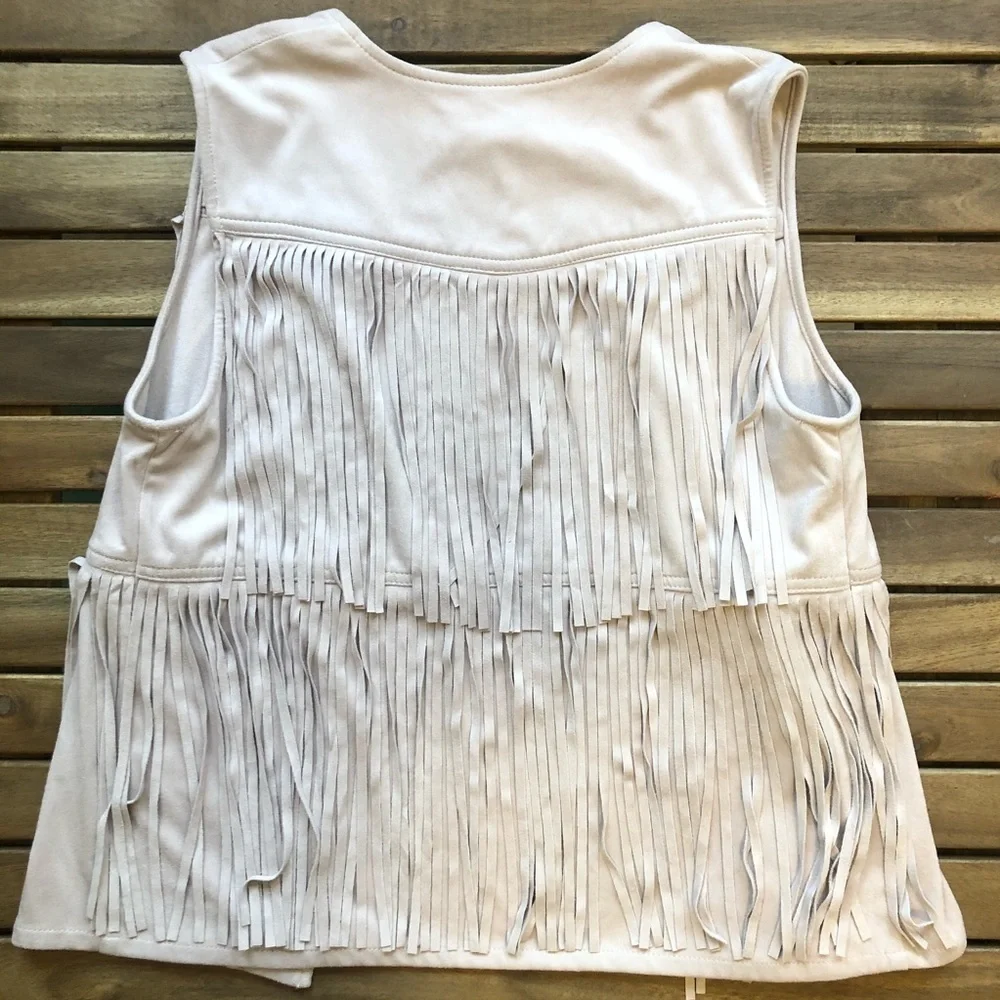 Artisan NY Beige Fringe Vest by Nordstrom size M - Picture 3 of 8